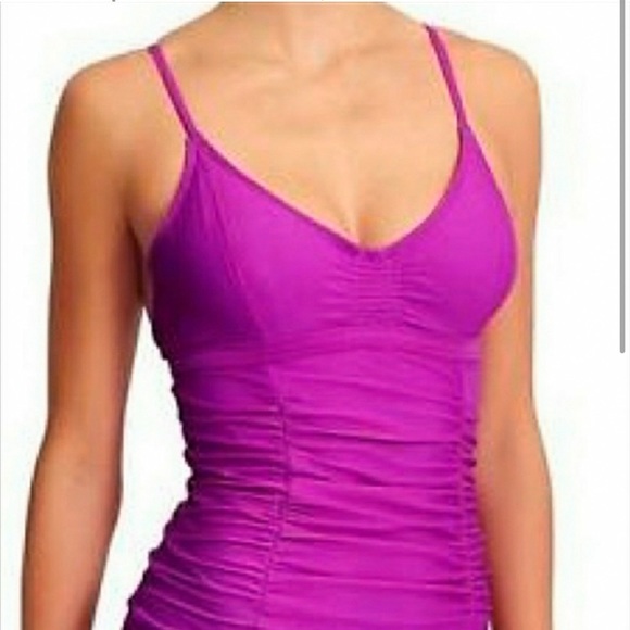 Athleta Other - ATHLETA purple smocked tankini swimsuit top, 32 B/C.